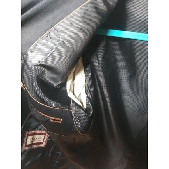 Cianni Cellini Mens 40R Blazer Sport Coat Jacket Super Gab 110's 100% Wool Black - Picture 14 of 15